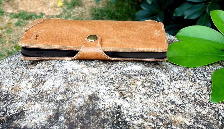 Yogurt Handyhülle für iPhone 14 Pro Max, Hülle Echtleder Case Ledertasche Lederhülle für iPhone 14 P