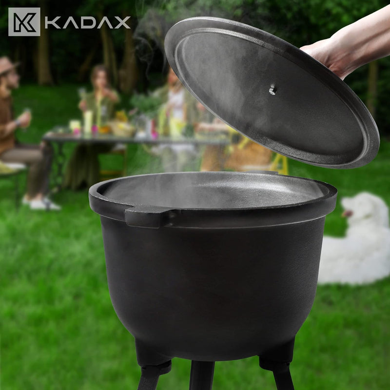 KADAX Jagdkessel, Gusseisen Kochtopf mit Füssen, Schmortopf aus Gusseisen, Dutch Oven für Garten, La