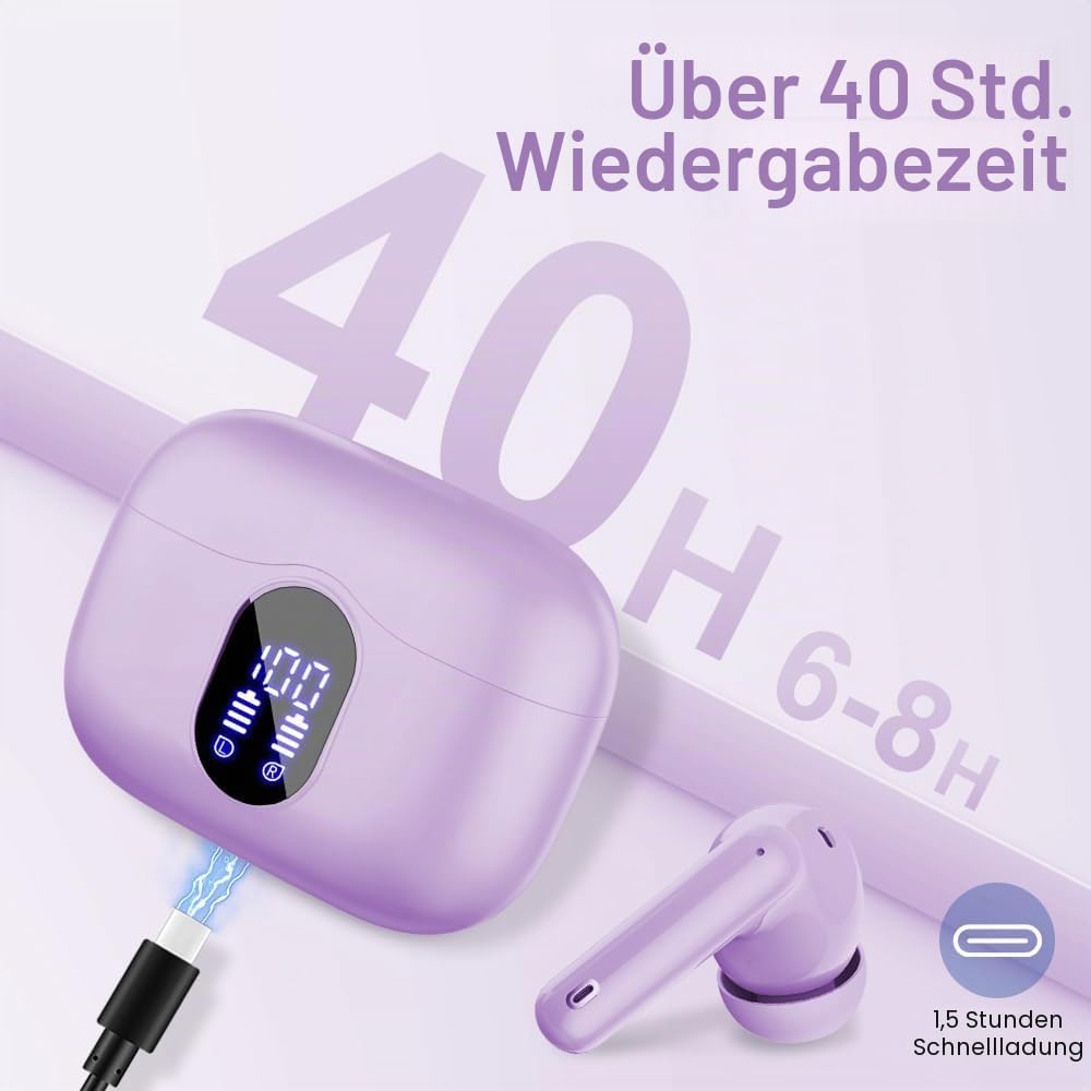 Btootos Bluetooth Kopfhörer, Kopfhörer Kabellos Bluetooth 5.4 Sport In Ear Kopfhörer mit 4 Mikrofon,