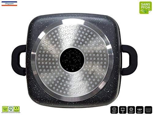 Cflagrant® Kochtopf, quadratisch, 28 x 28 cm, Steinoptik, mit Deckel, für alle Herde, auch Induktion