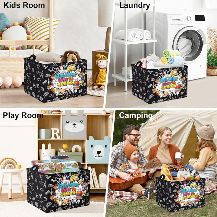 Clastyle Schulbus Kinder Wäschekorb mit Henkel Faltbar Kleidung Spielzeug Aufbewahrungskorb Junge Mä