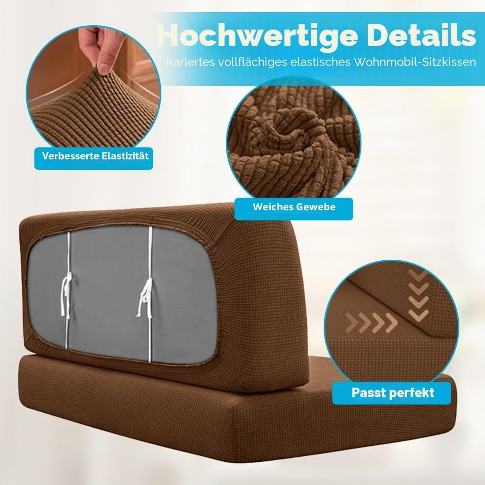 2 Stück Camper Kissenbezüge, 1 Set Spannbezüge Couch, RV-Sitzbezüge, Wohnwagen Polster, Sofa-Sitzkis