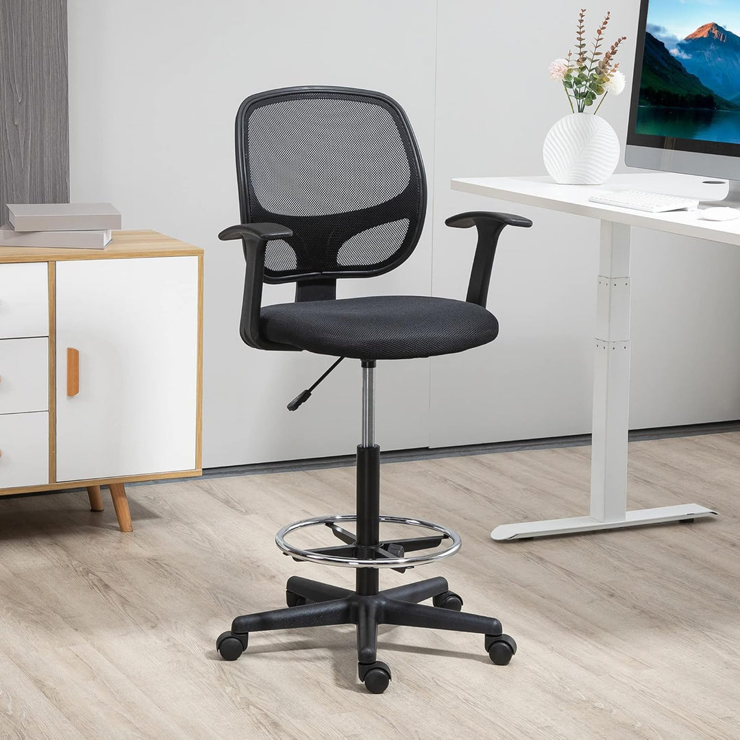 Vinsetto Arbeitsstuhl Mesh Bürostuhl Ergonomischer Schreibtischstuhl Zeichenstuhl mit verstellbarem