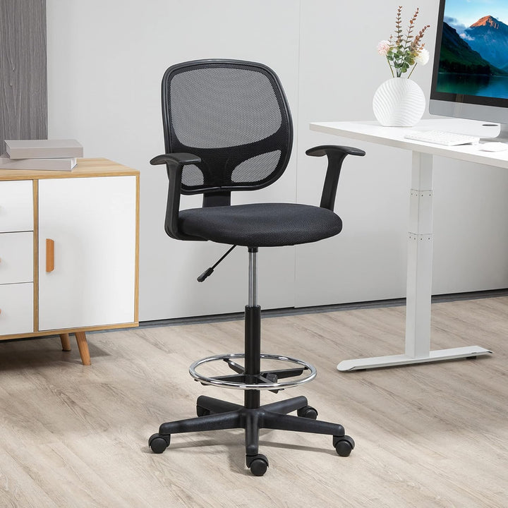 Vinsetto Arbeitsstuhl Mesh Bürostuhl Ergonomischer Schreibtischstuhl Zeichenstuhl mit verstellbarem