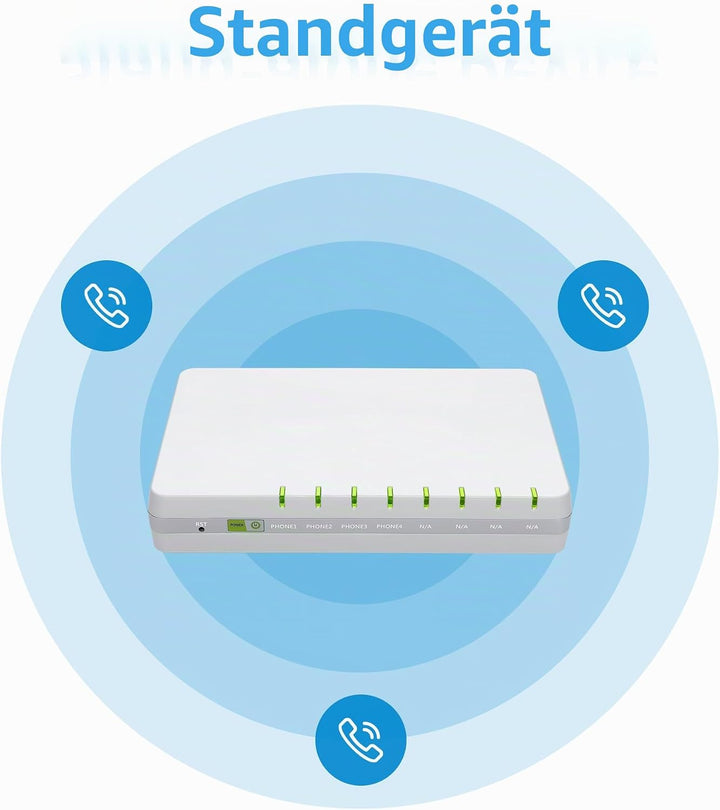 Auerswald 4-Port ATA (Analoger Terminal Adapter), 90089 Der VoIP-Analog-Adapter unterstützt Vier ana