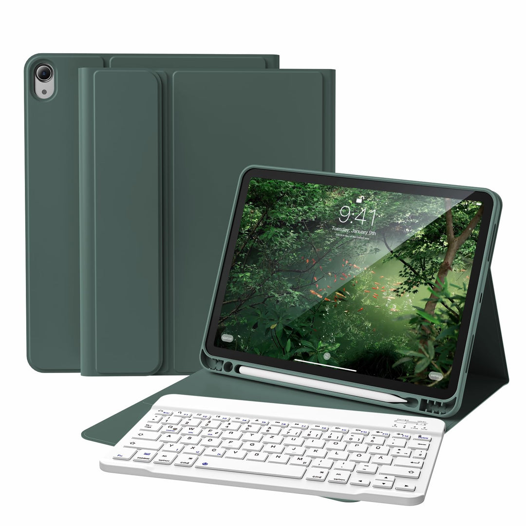 Hülle mit Tastatur für iPad A16 11. Generation 2025, für iPad 10. Generation 2022 10,9 Zoll, Bluetoo