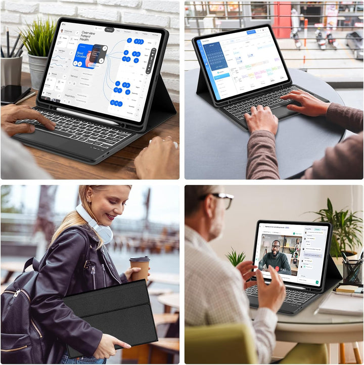IVEOPPE Tastatur Hülle für iPad Pro 12,9 Zoll 6/5/4/3 Generation Con Touchpad, Magnetisch abnehmbar