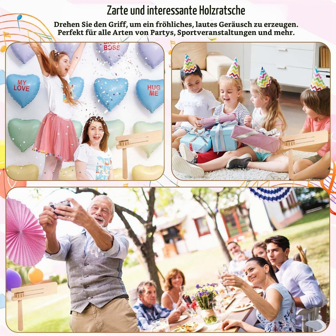 3 Stück Holzratsche Geräusche Maker, Krachmacher, Ratsche Holz, Fanartikel zum Anfeuern Geeignet für