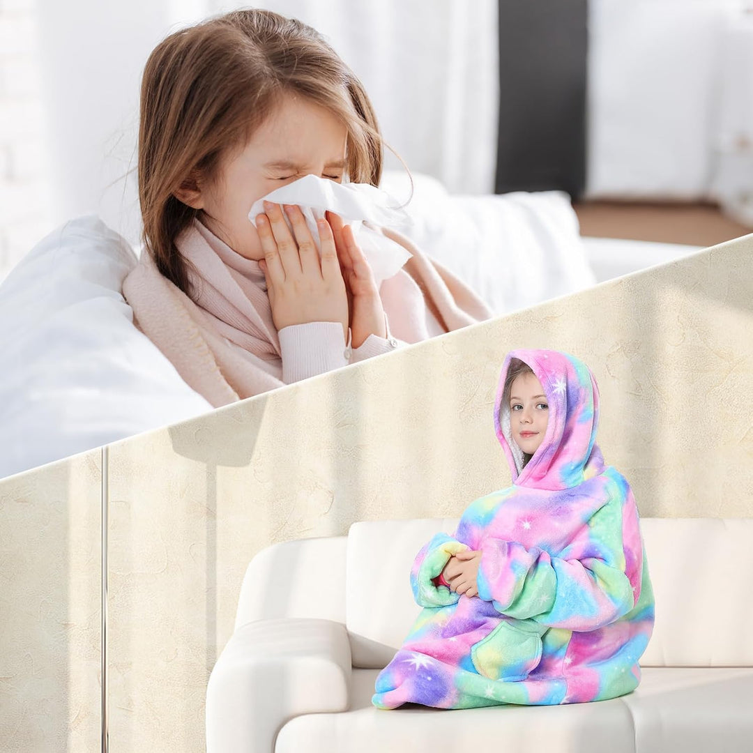 MOKANI ÜBergrossE Hoodie Decke Kinder mit äRmel Tragbare Kapuzenpullover, Super Weich Warmes Bequeme