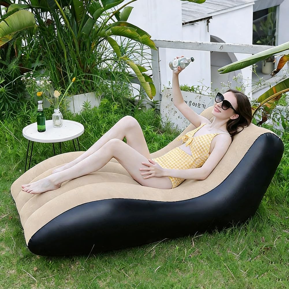 FARYODI Aufblasbares Sofa mit Fusshocker, Aufblasbarer Sessel, Wasserdichtes Luftsofa Aufblasbares,