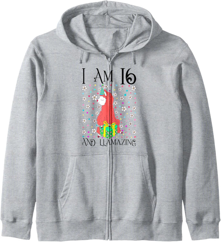 Kids I am 16 and LLamazing 16th Llama Birthday Party Gift Kapuzenjacke