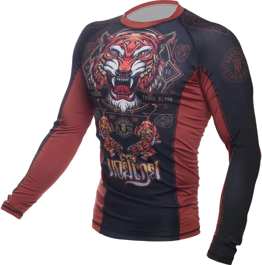 Hardcore Training Rash Guard Men's Kompressionshemd Herren Lange Ärmel Grappling Jiu Jitsu MMA Fitne