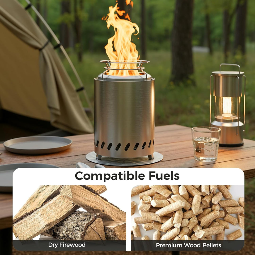 SMOOL Rauchfreier Tischfeuerkorb, Edelstahl raucharm, tragbaher Ofen für Camping, Outdoor & Terrasse