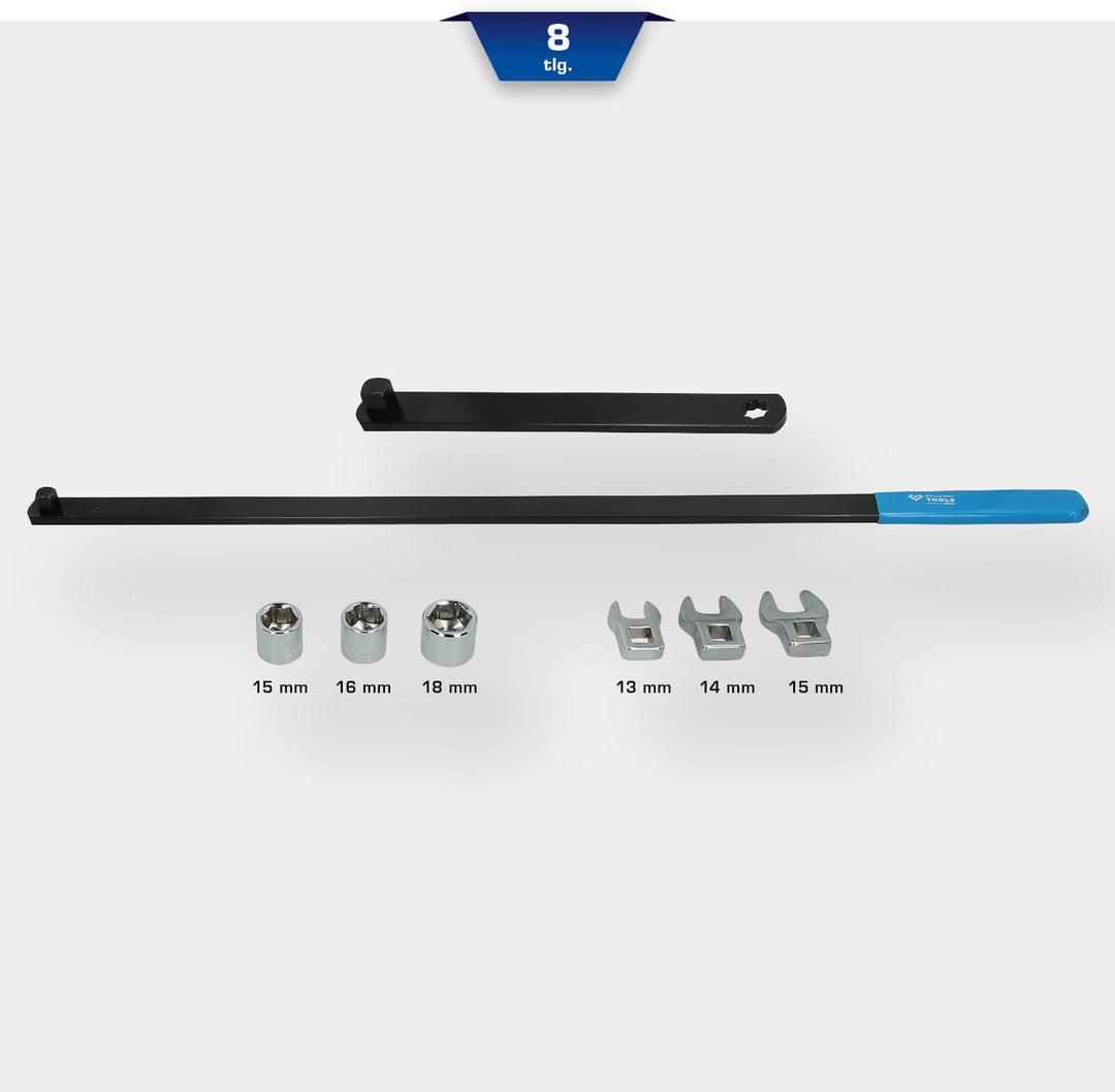 BRILLIANT TOOLS BT571050 Keilriemen und Spannrollen-Schlüssel-Satz, 8-tlg [Powered by KS TOOLS] 8-tl
