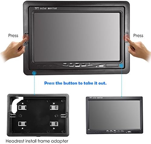 12 V-24 V 17,8 cm Auto TFT LCD-Bildschirm HD Monitor + Bus LKW-Anhänger 18LEDs IR-Nachtsicht wasserd