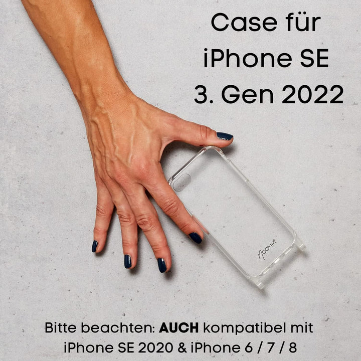 NOOMYA® Premium Fashion Handykette | Set Handyhülle iPhone SE 3. Gen 2022 &amp; Handyband Wine Tasting |