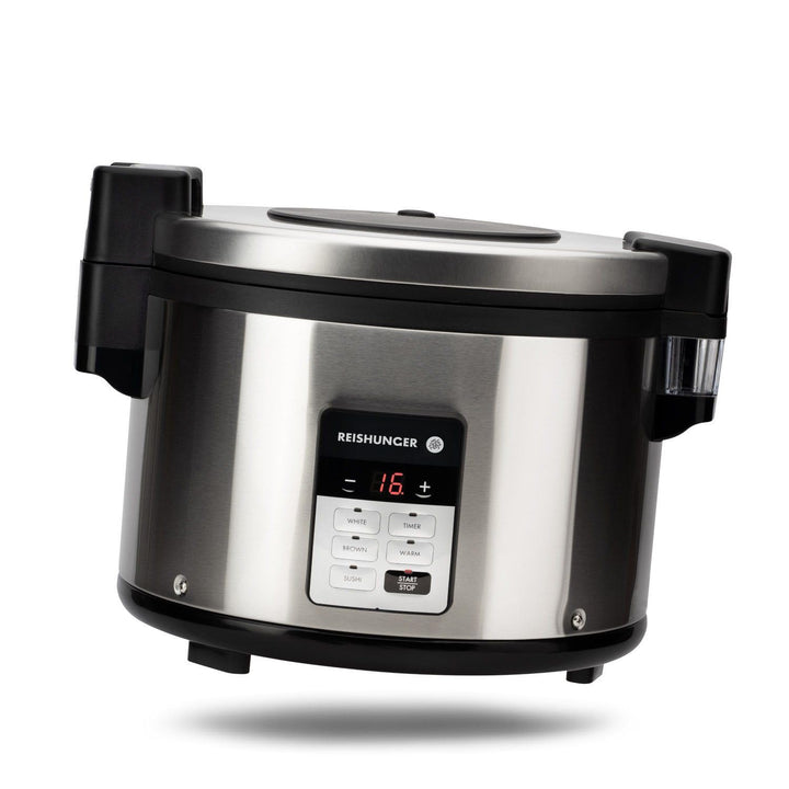 Reishunger Gastronomie Reiskocher - für bis zu 32 Portionen - 5,8 L - Edelstahlgehäuse mit doppelter