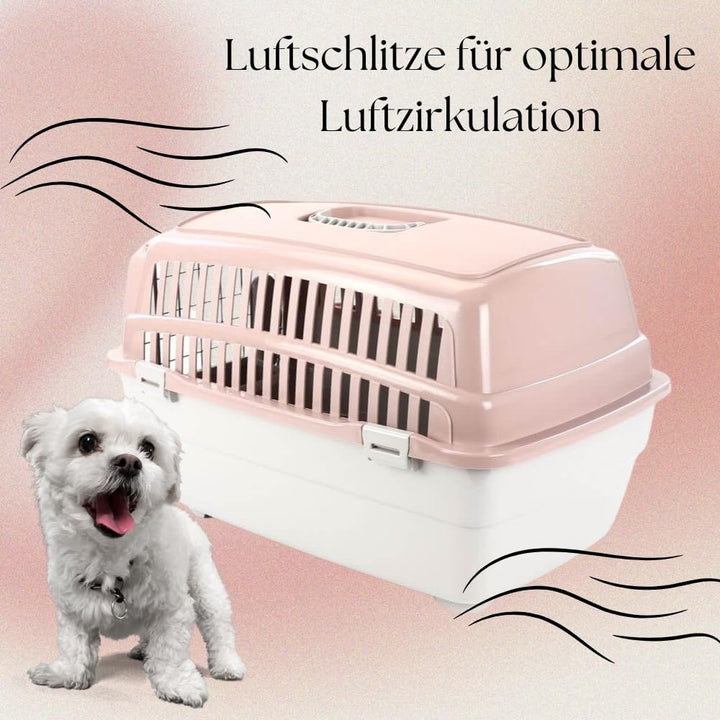 2er Set Transportbox IATA Flugbox Flugzeug Hundebox Hunde Transportbox Katze Gross für 2 Tiertranspo