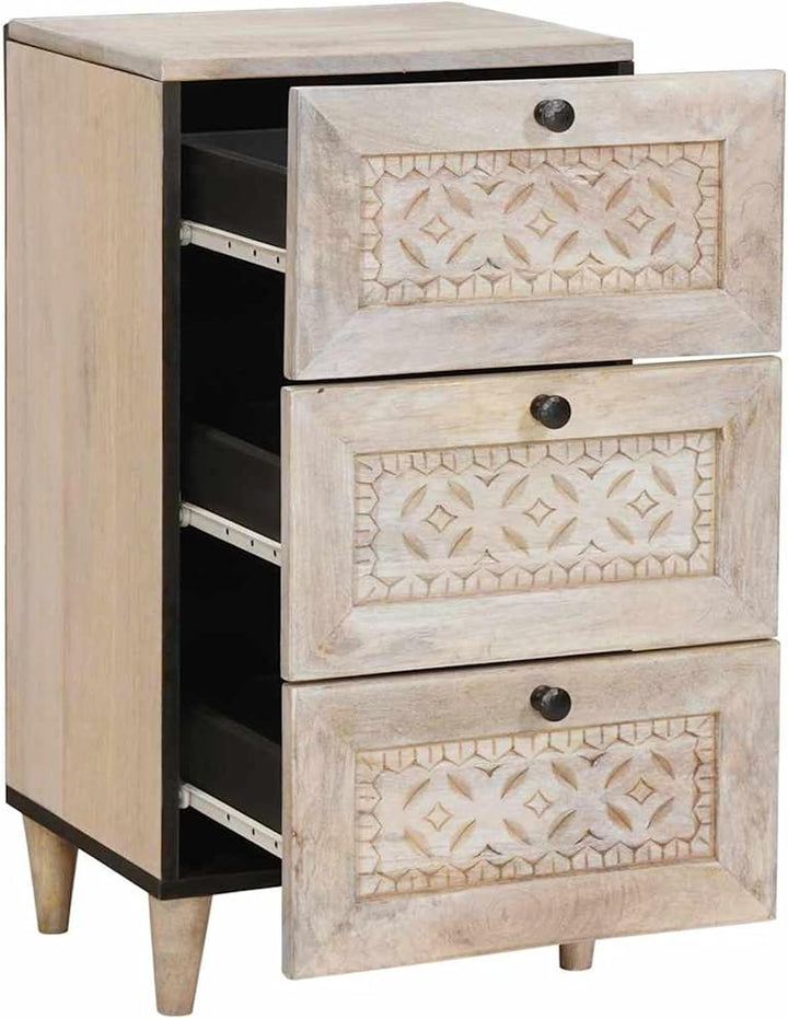 Homgoday Mango-Holz Sideboard mit Schubladen - Moderner Wohnzimmer-Organizer für Innenbereich Model4