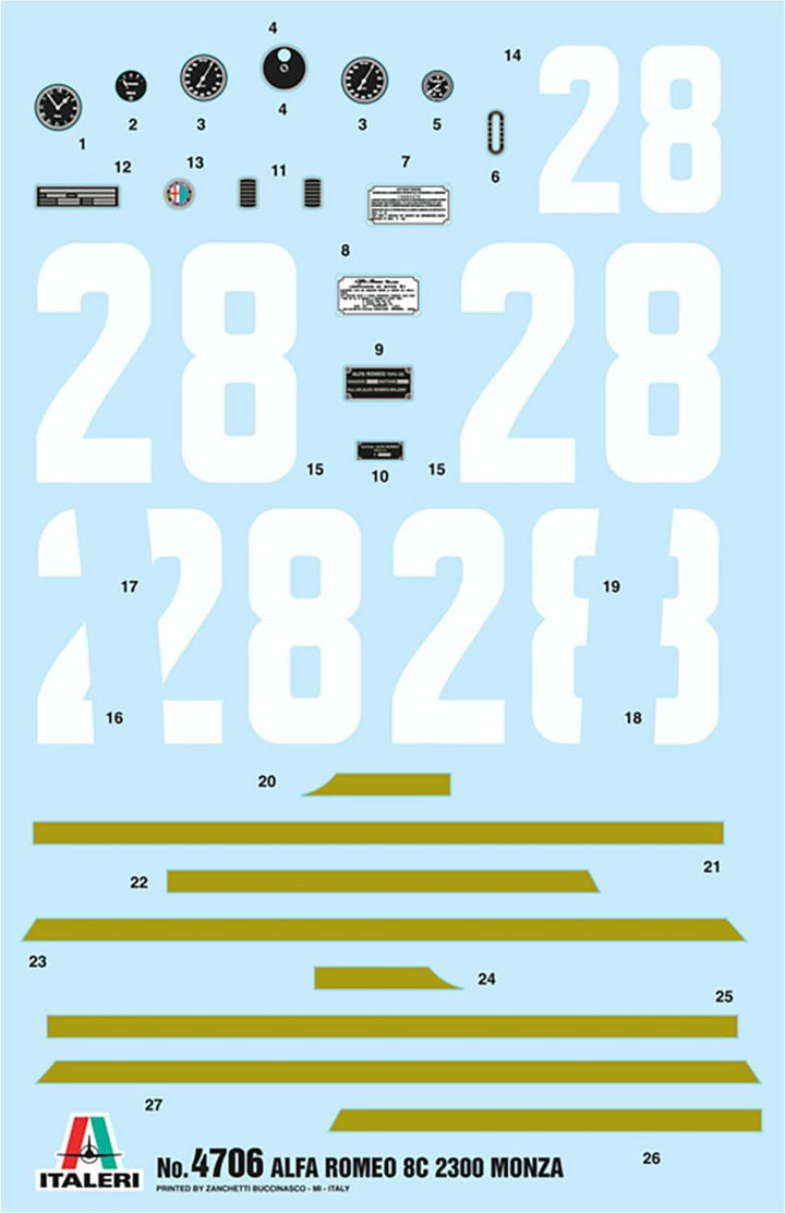 Italeri IT4706 510004706 0.05 Alfa Romeo 8C 2300 Monza Nuvolari-Modellbau, Bausatz, Standmodellbau,