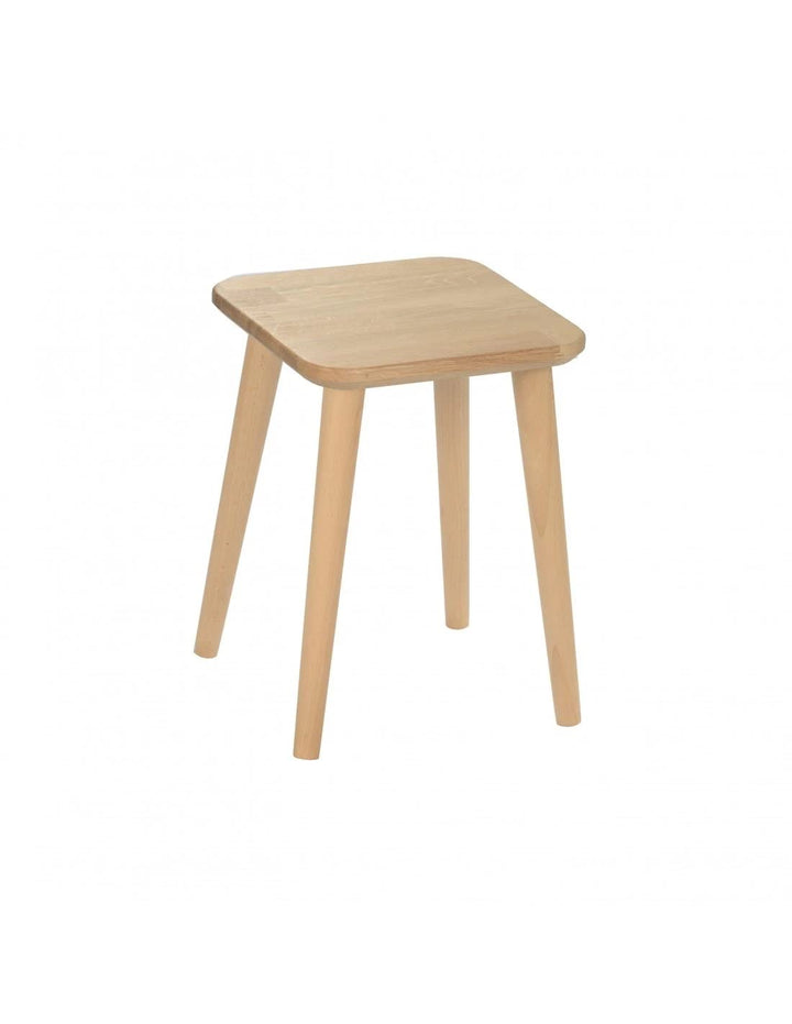 Massiver moderner Hocker aus Eichenholz in quadratischer Form hergestellt in EU (Buche Holz Naturbei