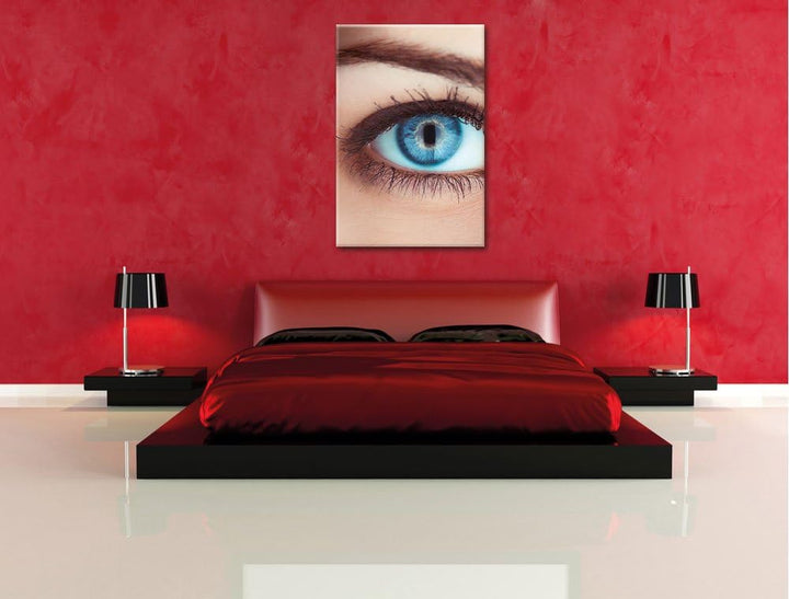 Auge einer Frau, Format: 100x70 auf Leinwand, XXL riesige Bilder fertig gerahmt mit Keilrahmen, Kuns