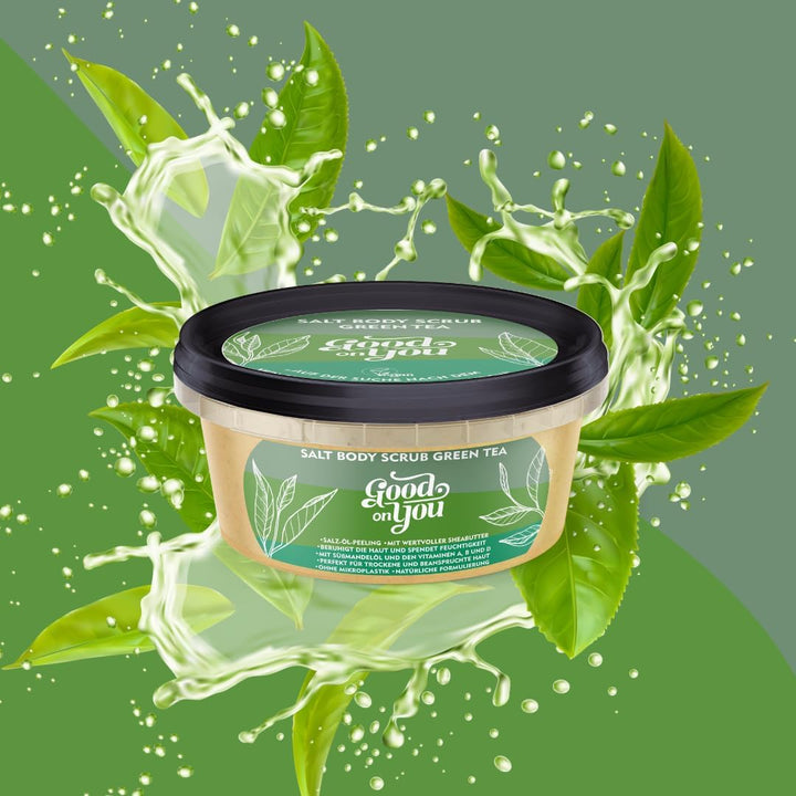 Green Tea Body Scrub - Salz Öl Peeling für trockene und beanspruchte Haut - Körper Peeling - Sauna -