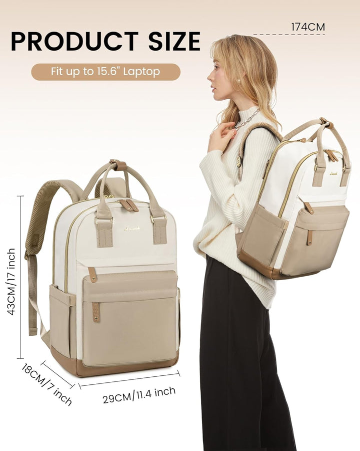 LOVEVOOK Rucksack Damen, 15,6 Zoll Laptop Schulrucksack Reiserucksack Wasserdicht Arbeitstasche Back
