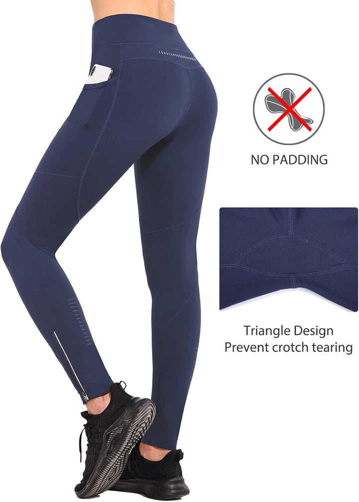 BALEAF Winter Fahrradhose Damen Lang mit Reissverschluss am Knöchel Warm Thermoleggings Winter Gefüt