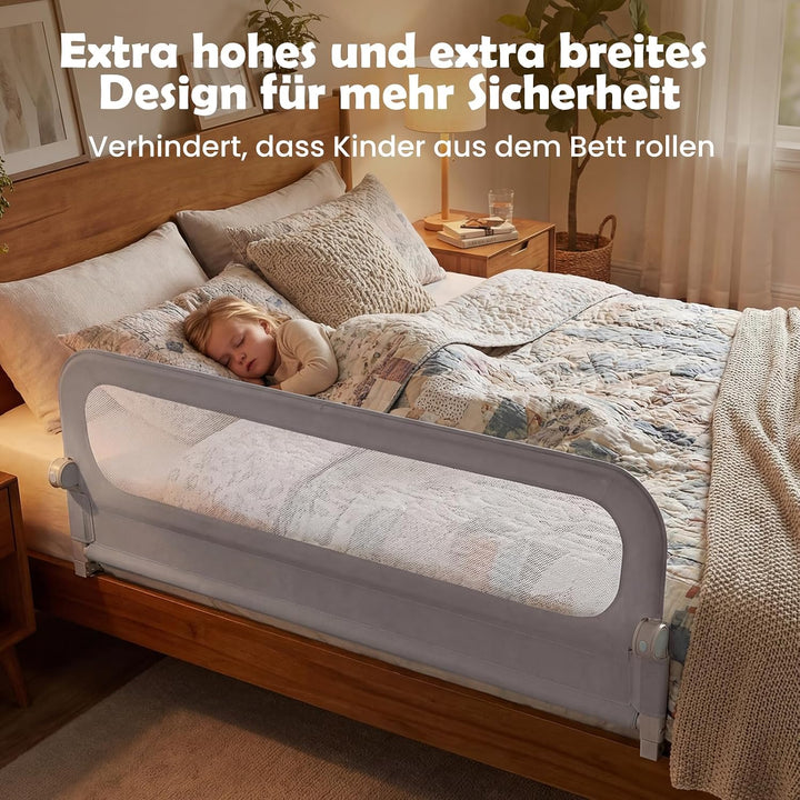COSTWAY Bettgitter klappbar, 180 x 60 cm Bettschutzgitter mit abnehmbarem Oxford-Bezug, U-förmigem G