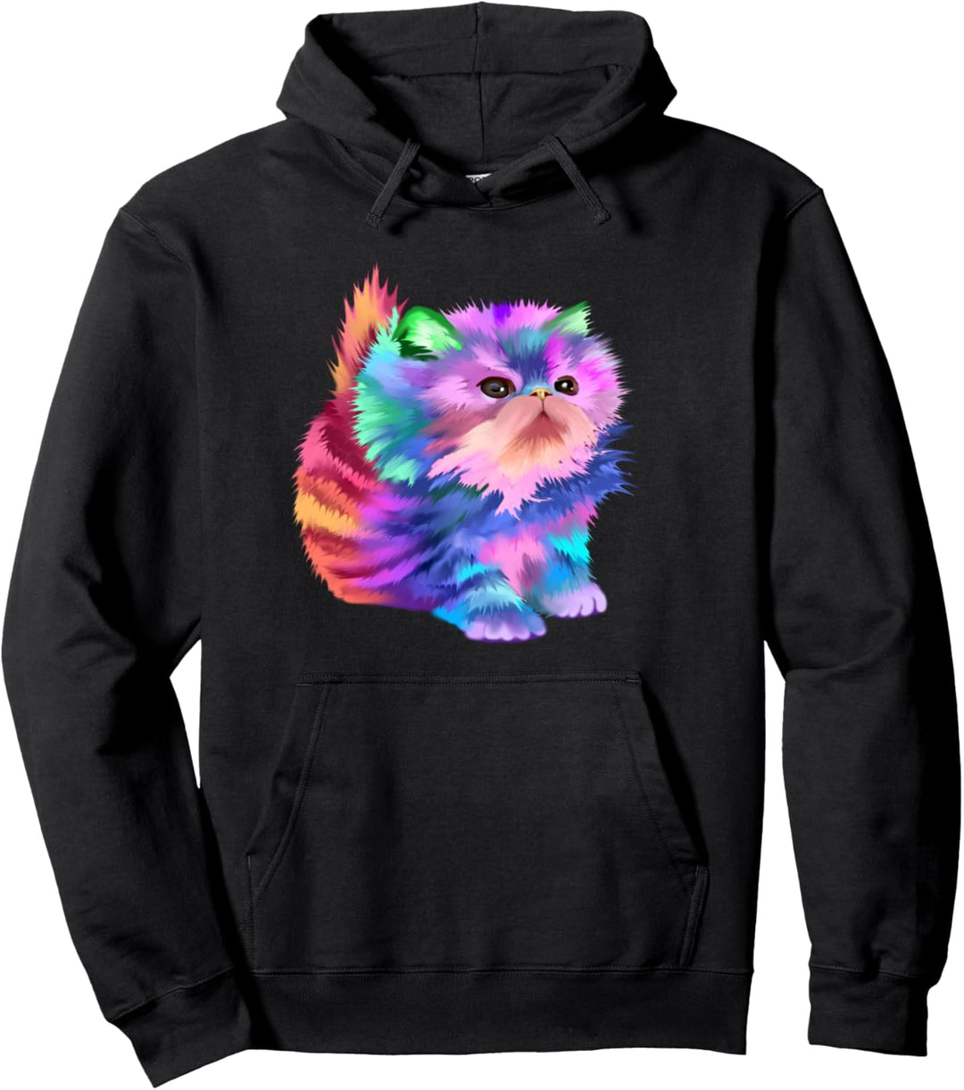 Buntes süsses lustiges Regenbogen-Kätzchen Pullover Hoodie