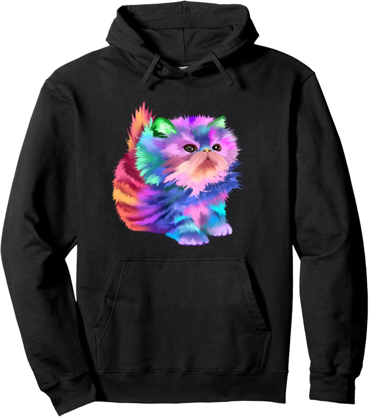 Buntes süsses lustiges Regenbogen-Kätzchen Pullover Hoodie