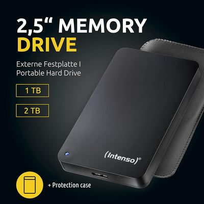 Intenso 6023560 1TB Memory Drive USB 3.0 2.5' External Hard Drive 1 TB (USB 3.0) mit Tasche schwarz