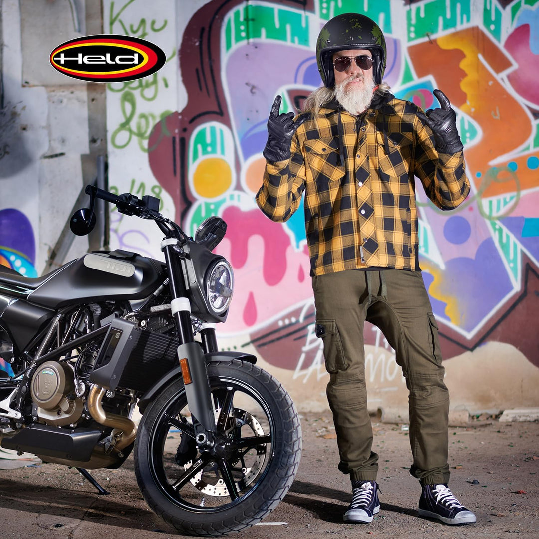 Held Lumberjack II Motorrad Textiljacke Schwarz/Gelb L