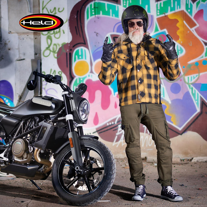 Held Lumberjack II Motorrad Textiljacke Schwarz/Gelb XL