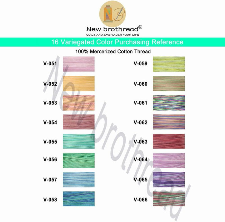 New brothread 16 Multi Farben Mehrzweck 100% Mercerisierte Baumwollfaden 30WT (50S/3) 600M zum Quilt