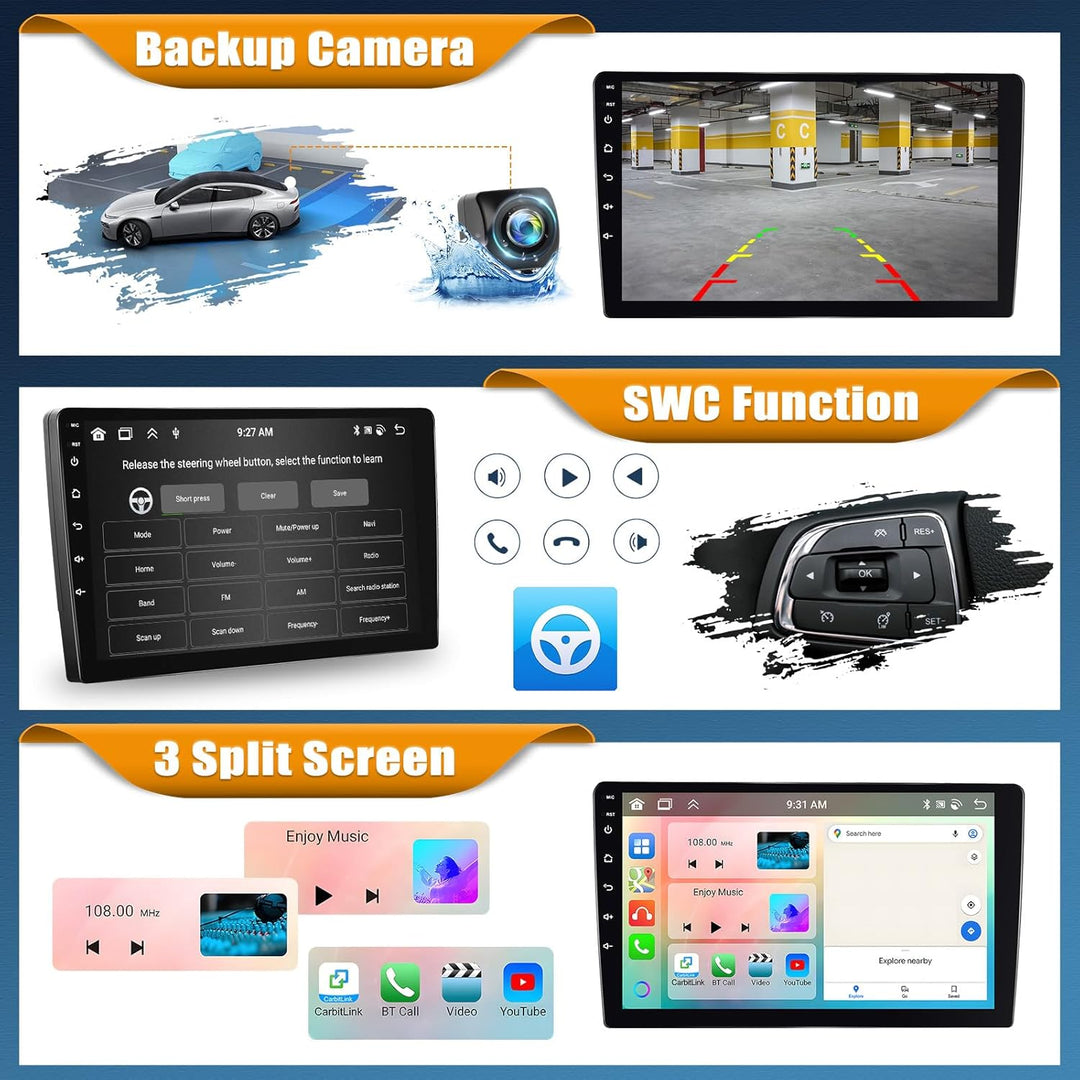 Android 15, 6G+128G 8Core CAMECHO Autoradio Navi für Hyundai i10 2007-2013 mit Carplay Android Auto
