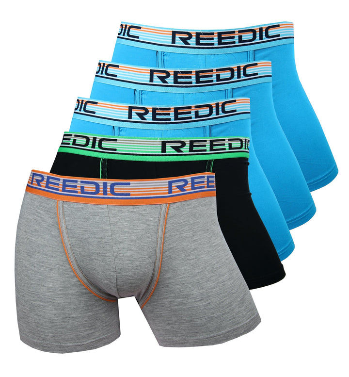 Reedic Herren Boxershorts Modal 5er Pack M Je 3x Türkis, Je 1x Schwarz, Grau, M Je 3x Türkis, Je 1x