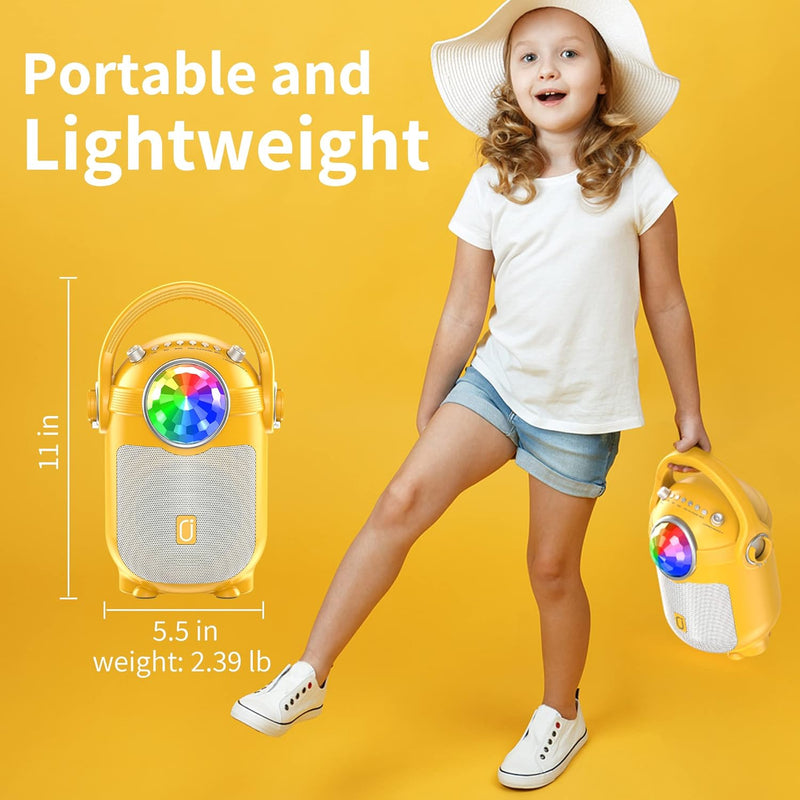 JYX Karaoke Machine für Kinder, Bluetooth Karaoke Anlage mit 2 Mikrofonen, Tragbares Bluetooth Lauts