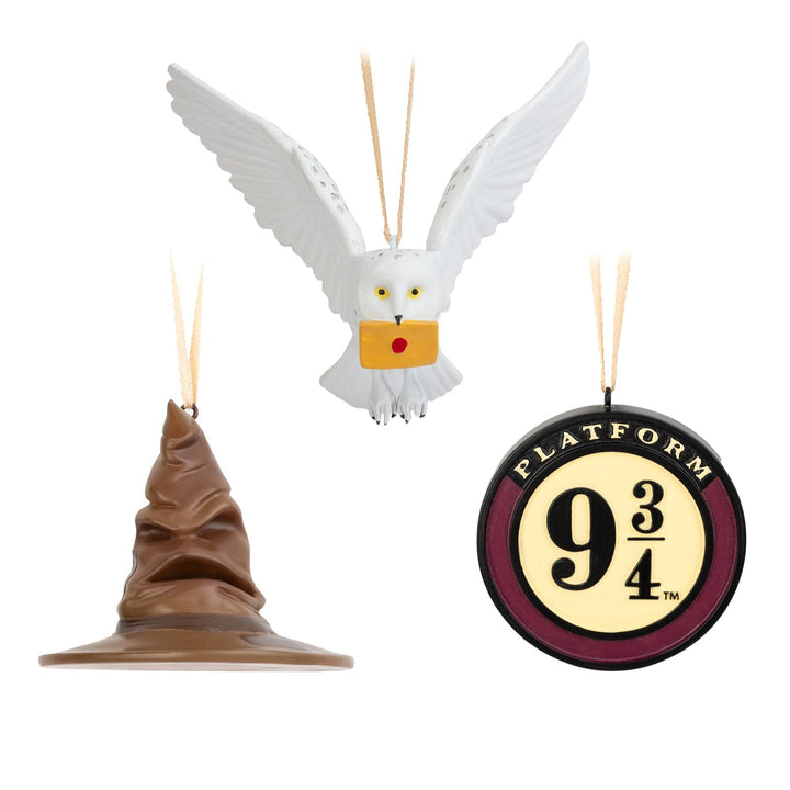 Grupo Erik Christbaumschmuck Figuren Set Der Sprechende Hut, Gleis 9 3/4 und Hedwig 3 Weihnachtsanhä