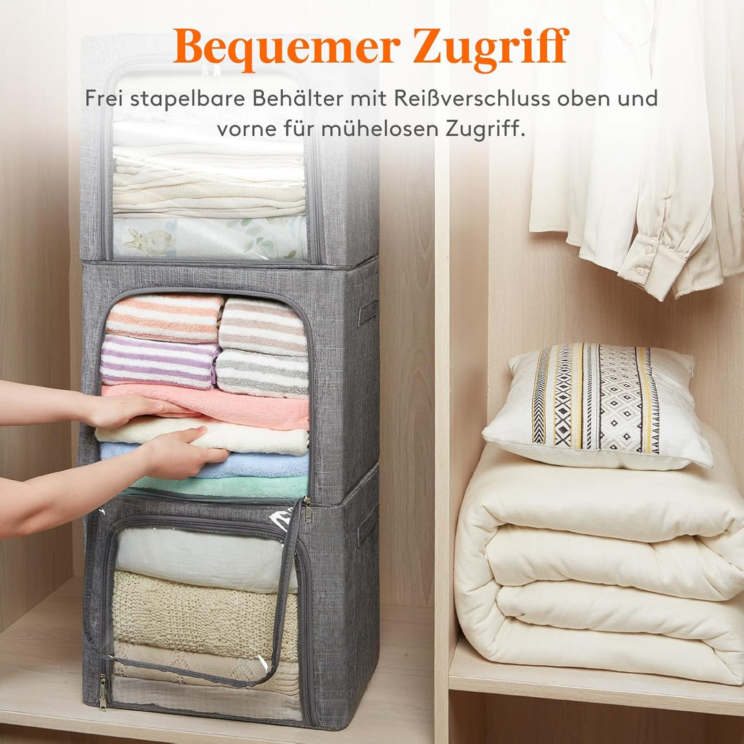 Lifewit 40L Aufbewahrungsbox mit Deckel, Kleidung Aufbewahrung, Faltbare Kleideraufbewahrung mit Met