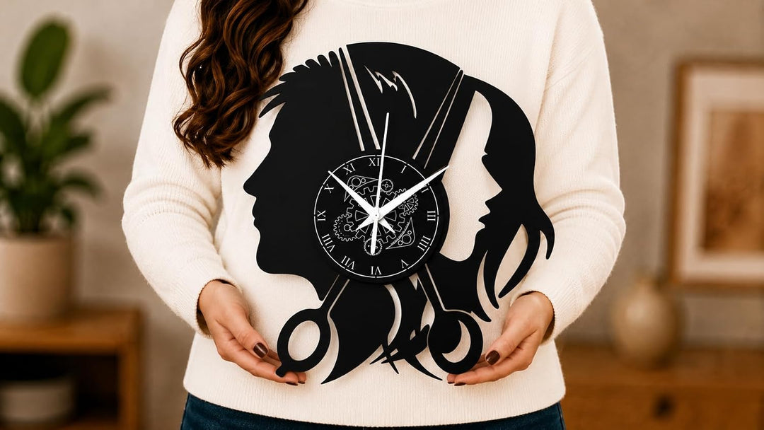 Instant Karma Clocks, Schönheitssalon Wanduhr aus Vinyl Schallplattenuhr mit Friseursalon Barber Sho