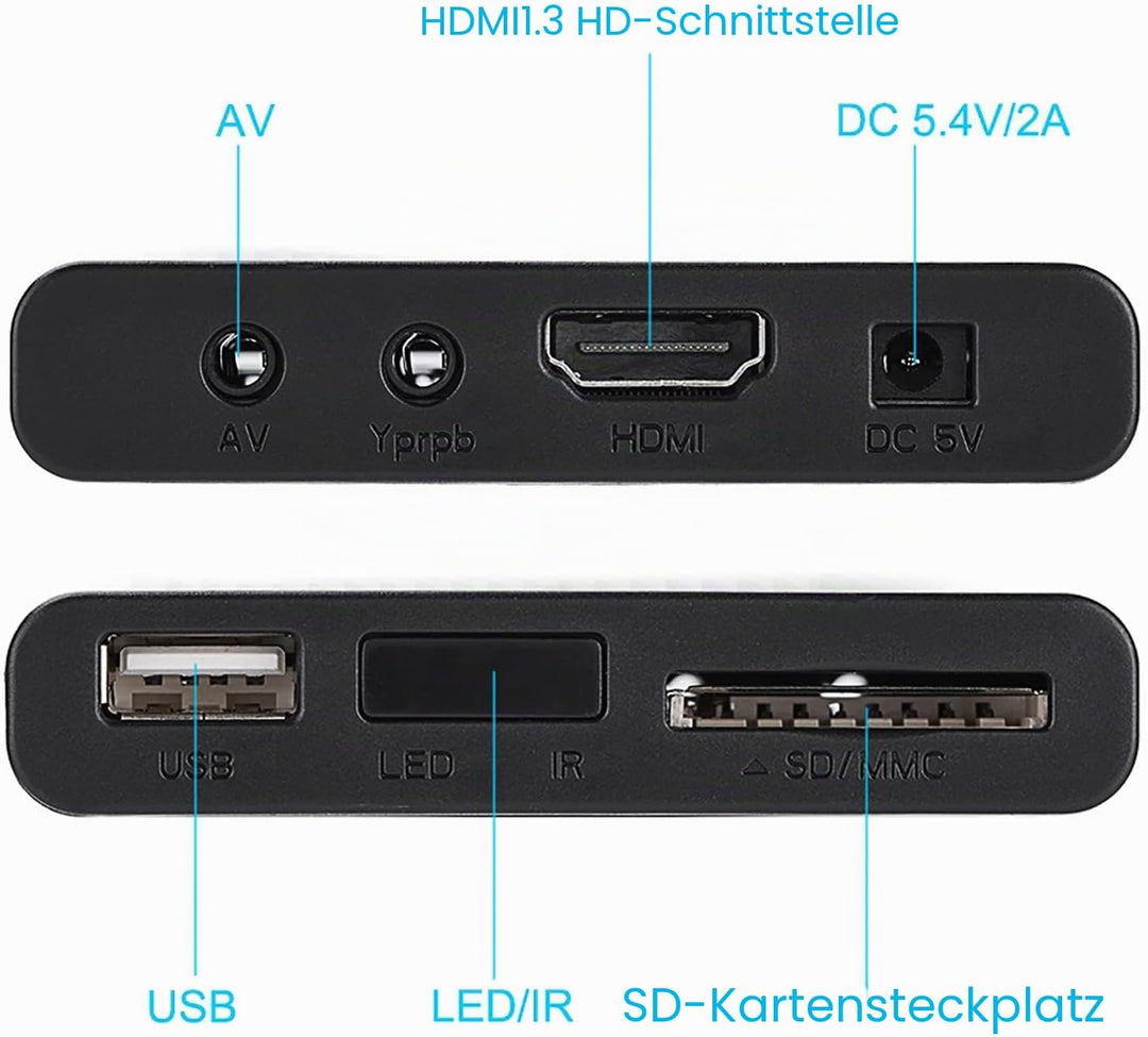 Full-HD-Media-Player, 110-240 V 1080P HDMI-Media-Video-Player-Box - MKV/RM-HDD-USB-Laufwerke und SD-