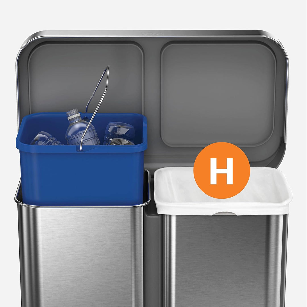 simplehuman Code H Müllbeutel mit Kordelzug, 100 Stück, 30–35 Liter, Weiss Weiss/Opulenter Garten 20
