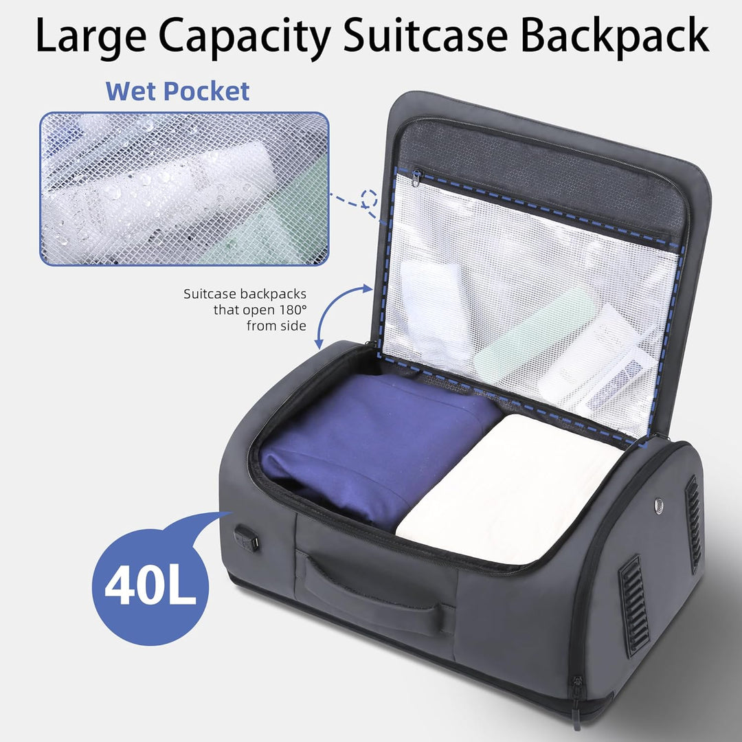 HOMIEE Reiserucksack 40L Grosser Rucksack Herren Wasserdicht 15.6-17.3 Zoll Laptoprucksack Handgepäc