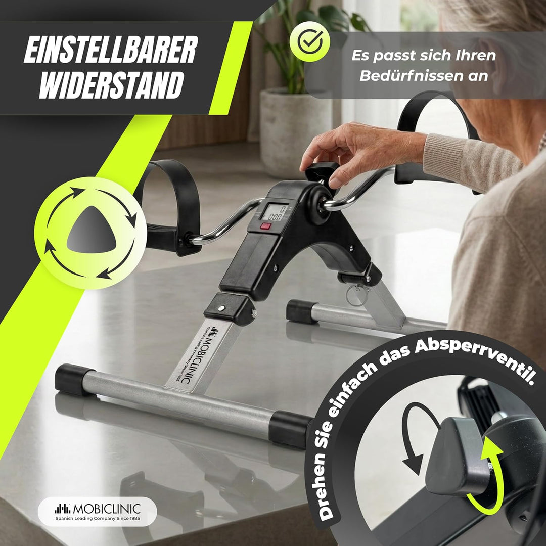 Mobiclinic®, Pedaltrainer, Klappbar, Einstellbarer Widerstand, LCD-Display, für Arme und Beine, kein