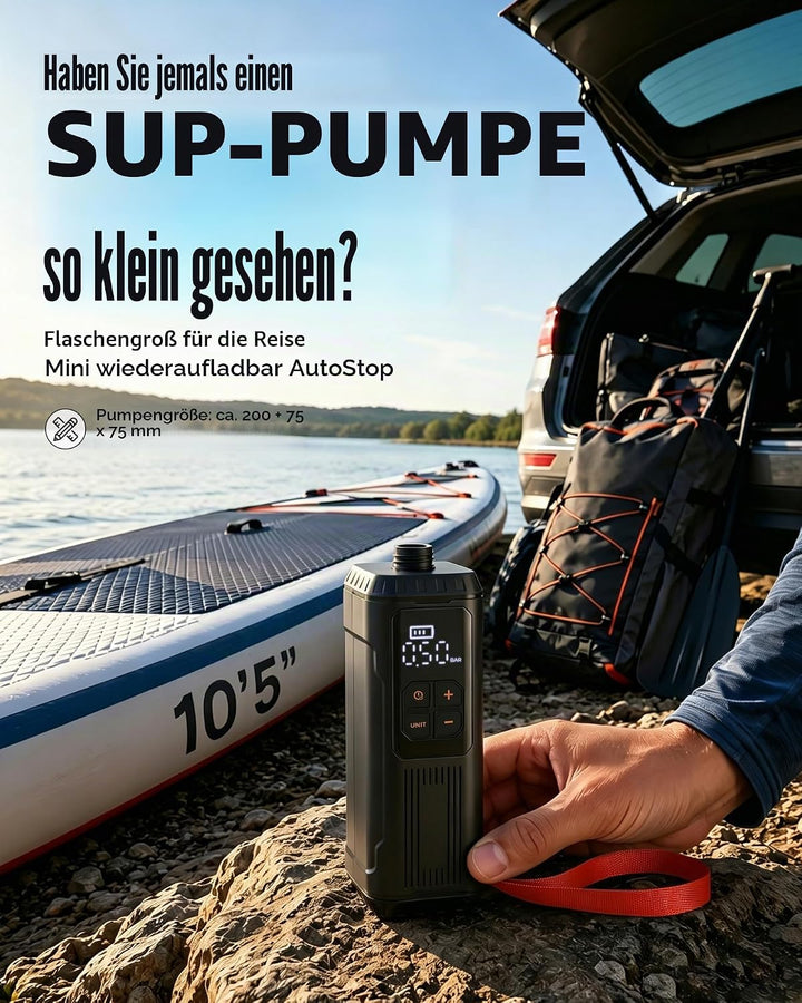 Mini Paddle Board Pumpe, Tragbare SUP Luftpumpe mit Akku, Leichte Elektrische Inflator 12PSI Automat