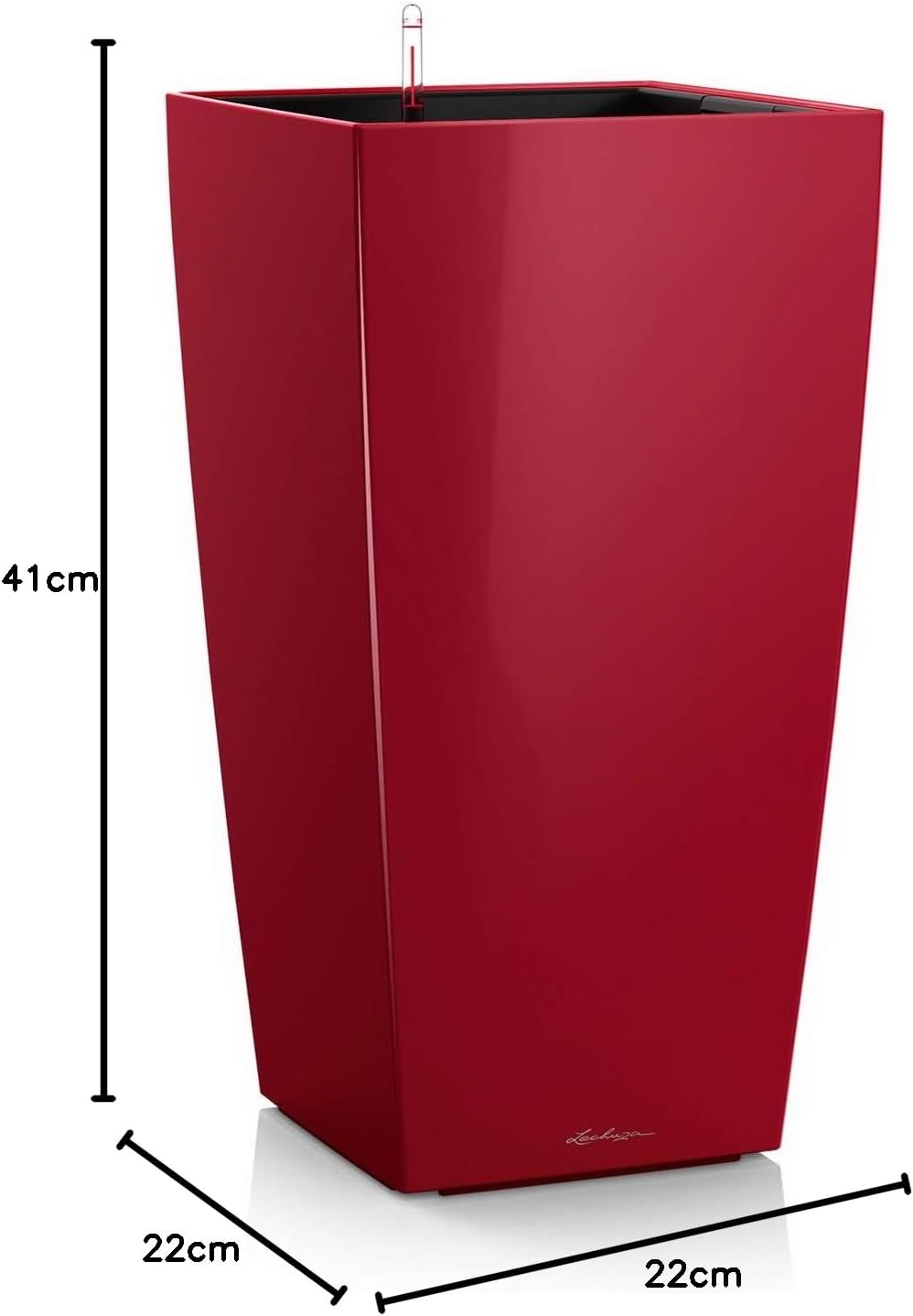 LECHUZA CUBICO Premium 22 scarlet rot hochglanz 18479 22x22x41 cm Scarlet Rot Hochglanz, 22x22x41 cm