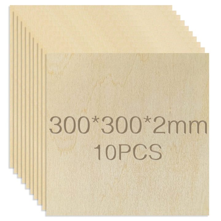 OWLKELA Lindenholz, 10 Stücke 300 * 300 * 2mm, Bastelholzplatten - Holzausschnitte zum Basteln, idea