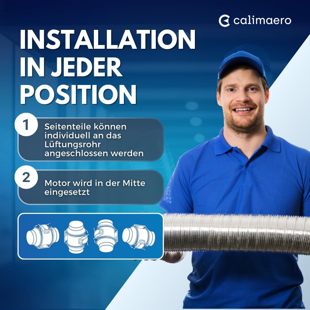 CALIFLOW Rohrventilator 125mm Leistungsstarker Inline Ventilator kombinierbar mit HEPA Filter Aktivk